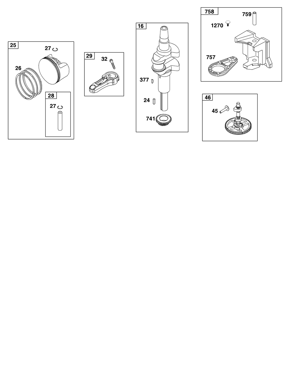 Crankshaft Group Diagram and Parts List for 33R877-0015-B5 200000 - 399999 Briggs and Stratton Engine